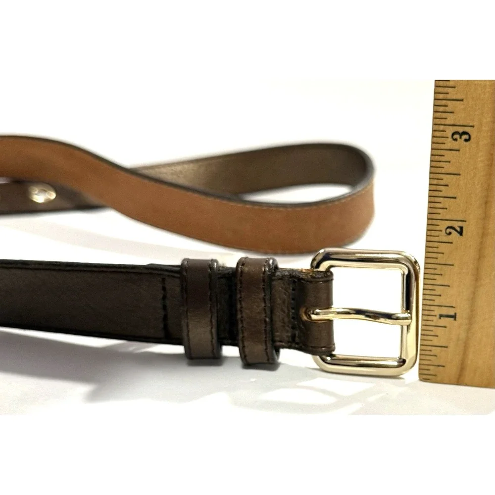 GAP Belt Womens Medium Genuine Cow Leather Brown Golden Grommets Made In USA